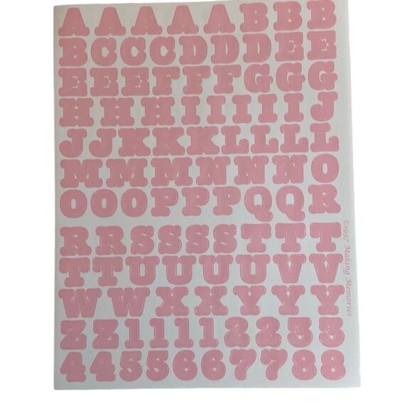 VTG 1997 Making Memories Stickers Letters Numbers Symbols 8 Sheets Pastel Pink - Picture 2 of 6